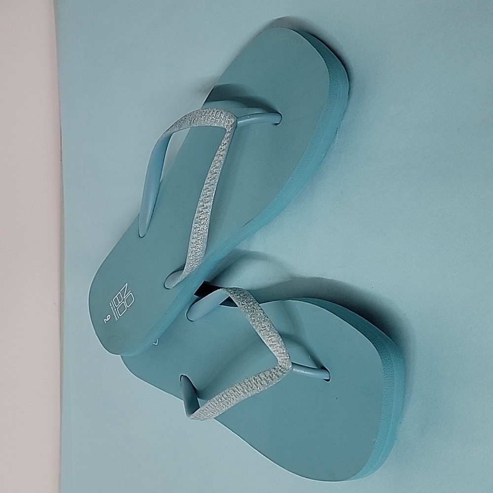NOBO NO BOUNDARIES Glittery Teal Blue Foam Single Flip-Flop Sandals Size 9